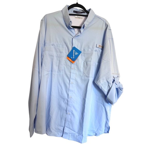 Columbia Tamiami II Shirt Men’s Size XL Tall Button Up Omni Shade Blue PFG 40 UP - Picture 9 of 11